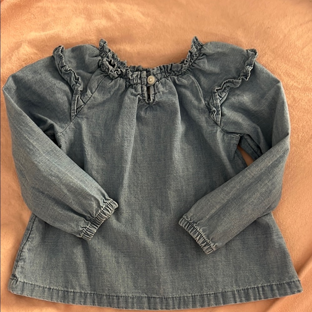 Ruffled Denim Long Sleeve Top, 24M